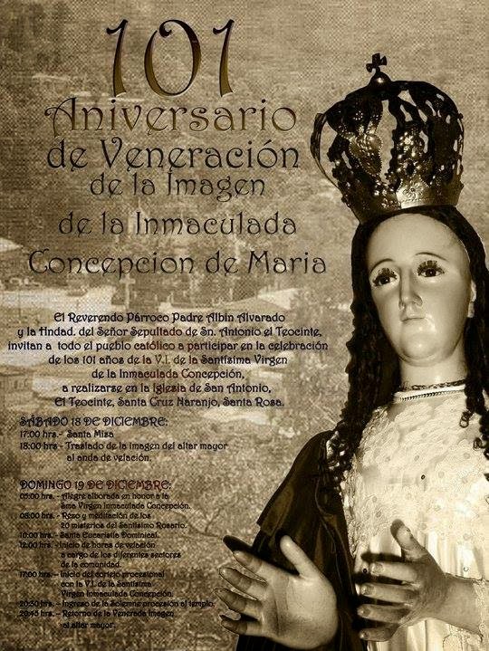 afiche de 101 años de veneracion inmaculada concepcion de teocinte, santa rosa