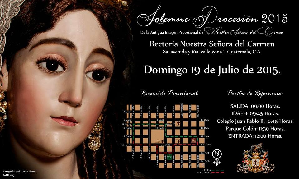 Recorrido procesional en el Afiche oficial de la Rectoria Nuestra Señora del Carmen