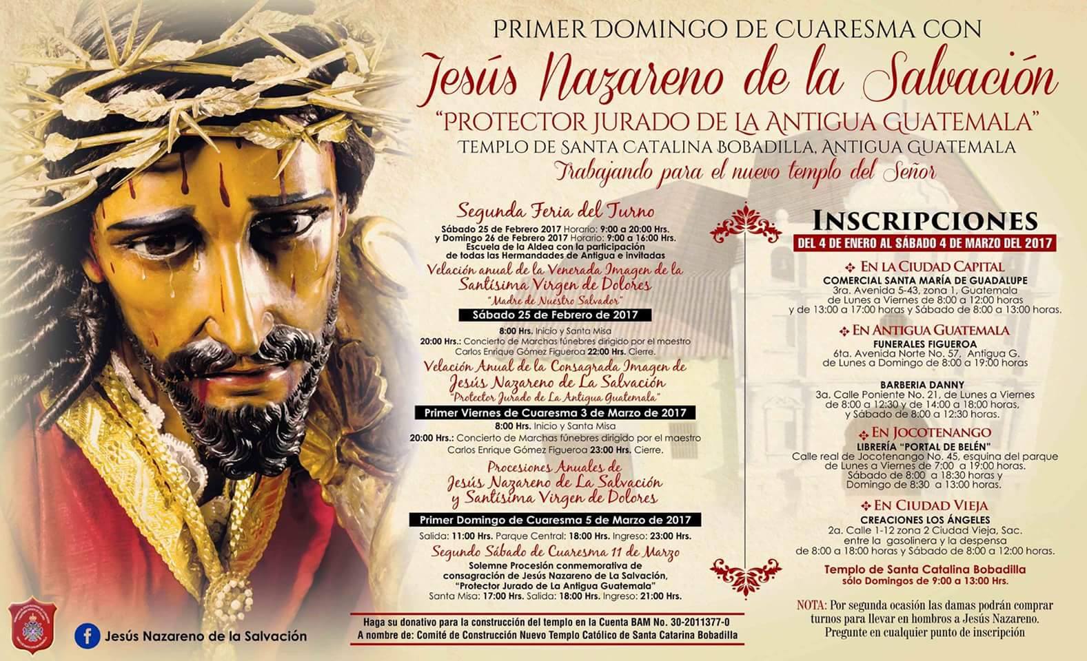 Turno Jesús de la Salvacion Santa Catarina Bobadilla