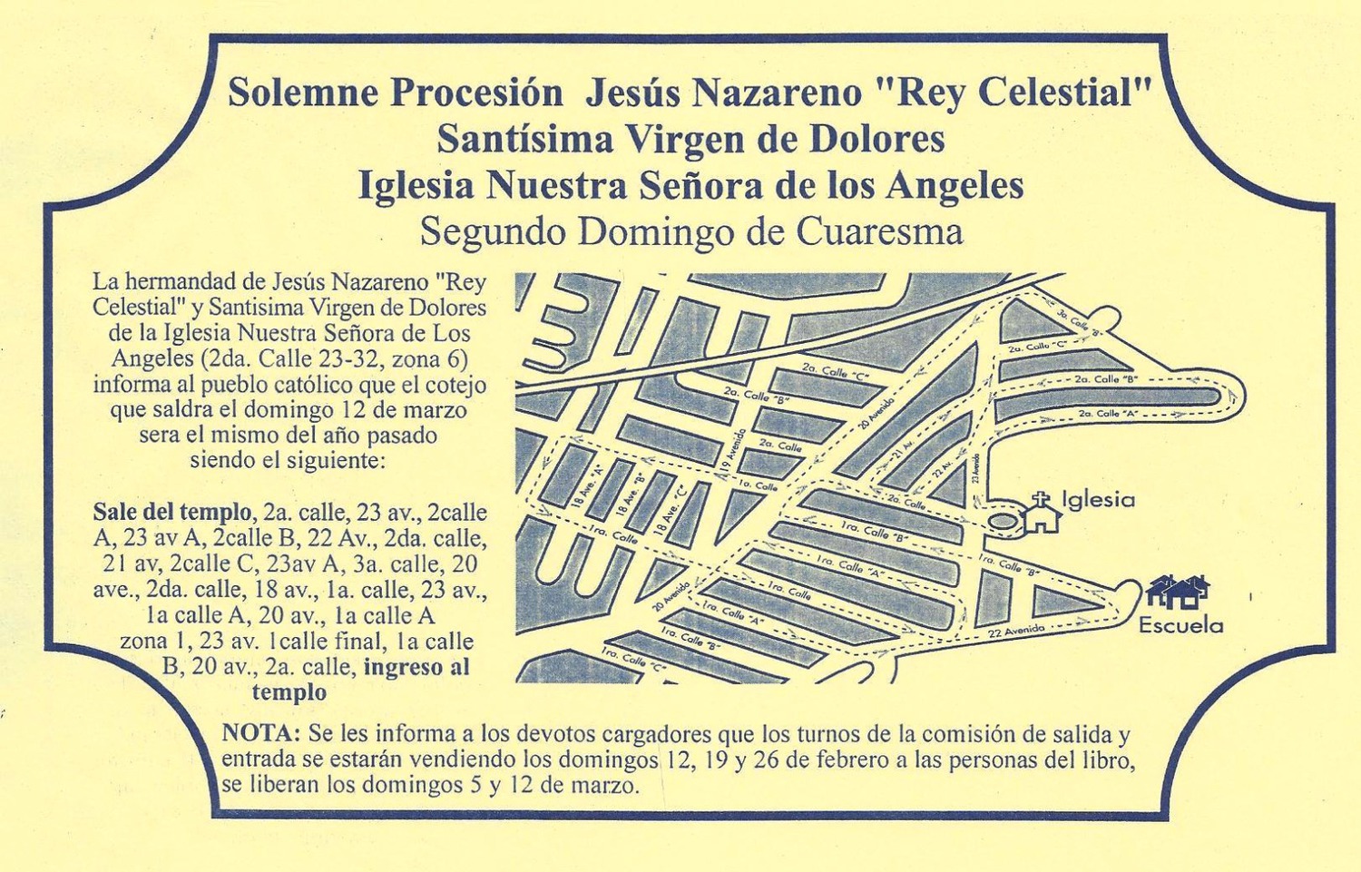 Recorrido Jesús Nazareno Rey Celestial Los Ángeles zona 6