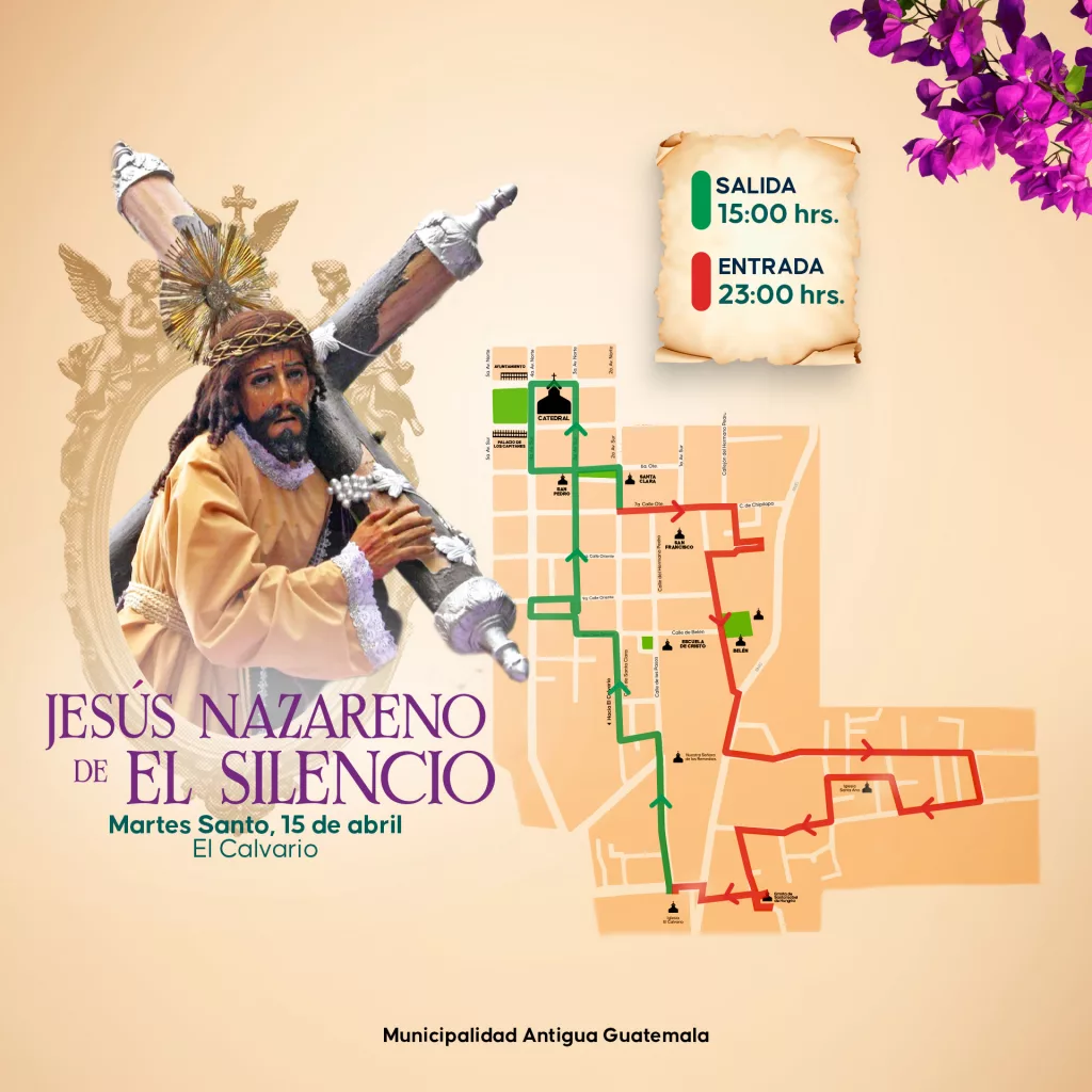 Recorrido procesión del Calvario de Antigua Guatemala 2025