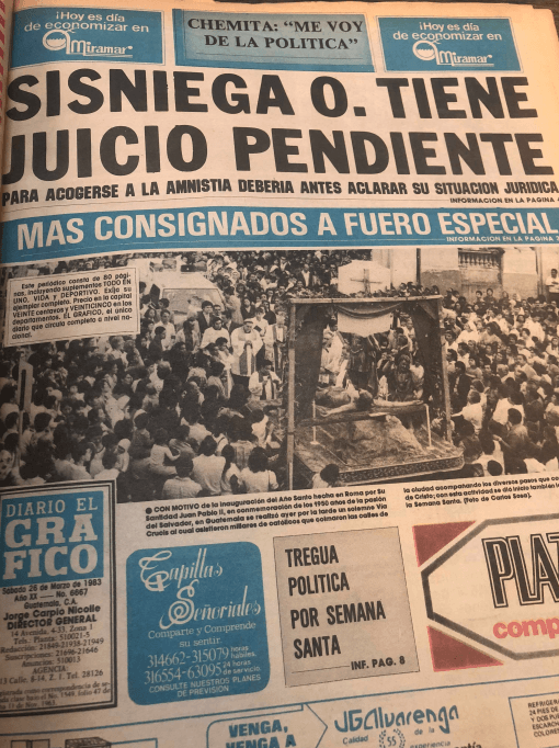 La publicación de diario el Gráfico que fue el único que dio alguna cobertura, Prensa libre no consignó nada en sus páginas.