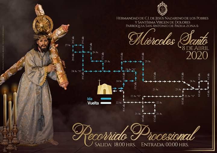 Recorrido procesión de Jesús Nazareno de San Antonio de Padua, zona 6
