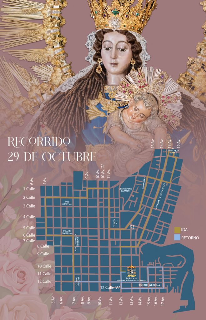 Recorrido de la procesión con la Virgen del Rosario 29 de octubre 2022