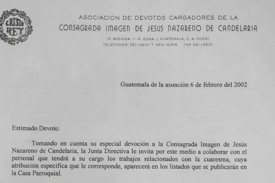 Carta de convocatoria en Candelaria