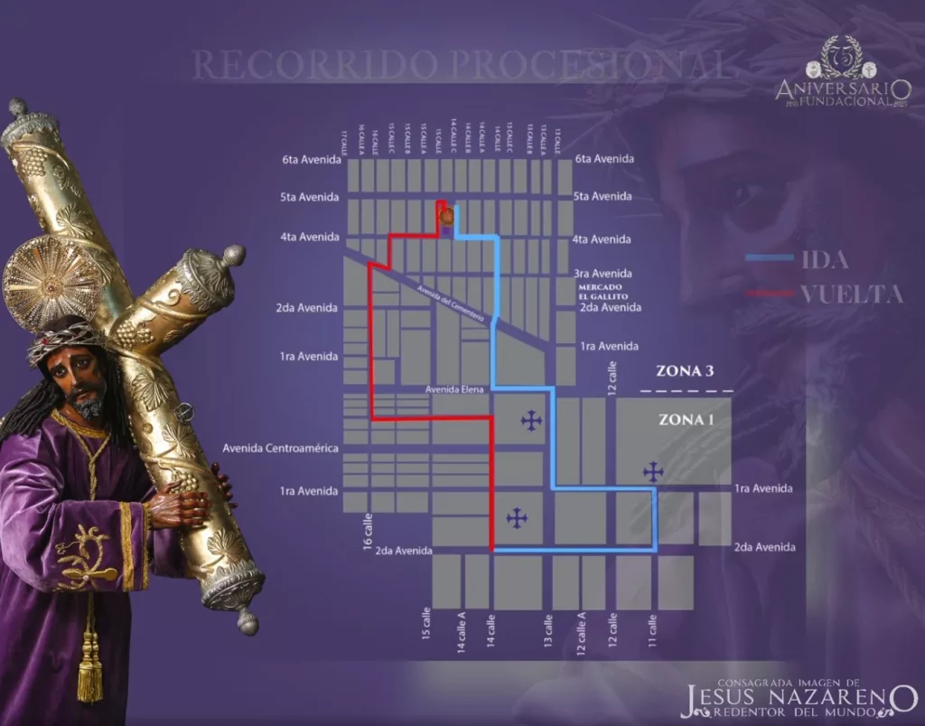 Recorrido de la procesión extraordinaria con Jesús del Gallito 2025