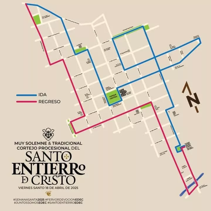 Recorrido procesión de la Escuela de Cristo el 4 de noviembre 2023 3 Recorrido del Señor Sepultado de la Escuela de Cristo 2025