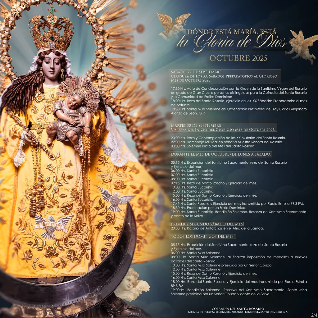 Actividades en la Parroquia Santo Domingo en octubre mes del rosario 2025