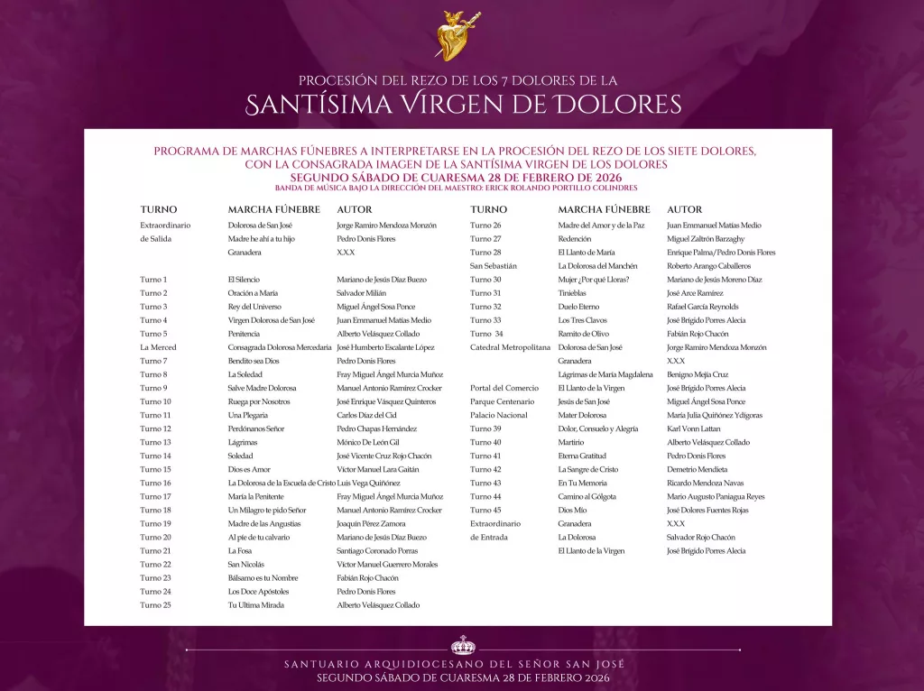 Recorrido de la Virgen de Dolores de San José 2026 nuevo itinerario del Segundo Sábado de Cuaresma