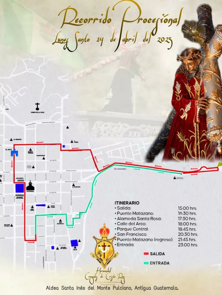 Recorrido de Jesús Nazareno de Santa Inés del Monte Pulciano en Lunes Santo 2025