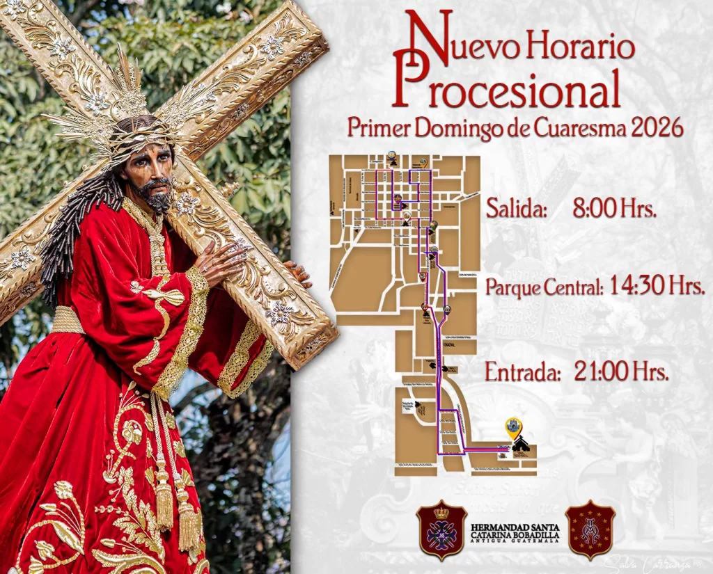 Recorrido de Jesús Nazareno de la Salvación, procesión de Santa Catarina Bobadilla 2026