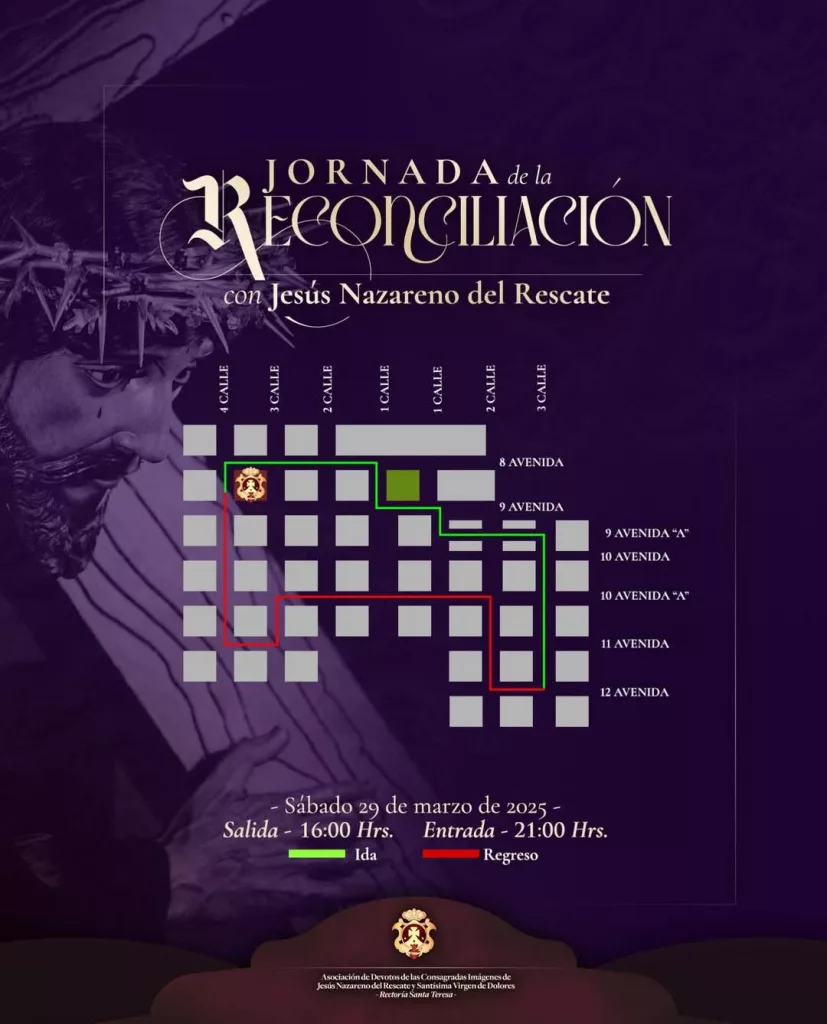 Recorrido de Jesús del Rescate en su jornada de reconciliación 2025