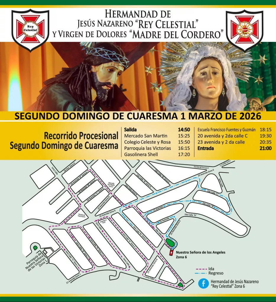 Recorrido de la procesión de Jesús Rey Celestial