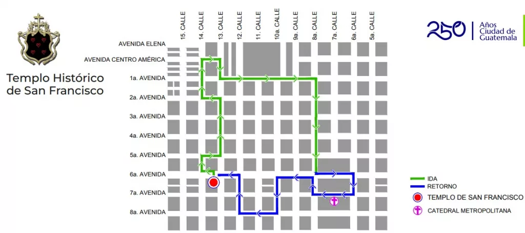 Recorrido de la procesión de San Francisco 2026 Cristo de la Preciosa Sangre