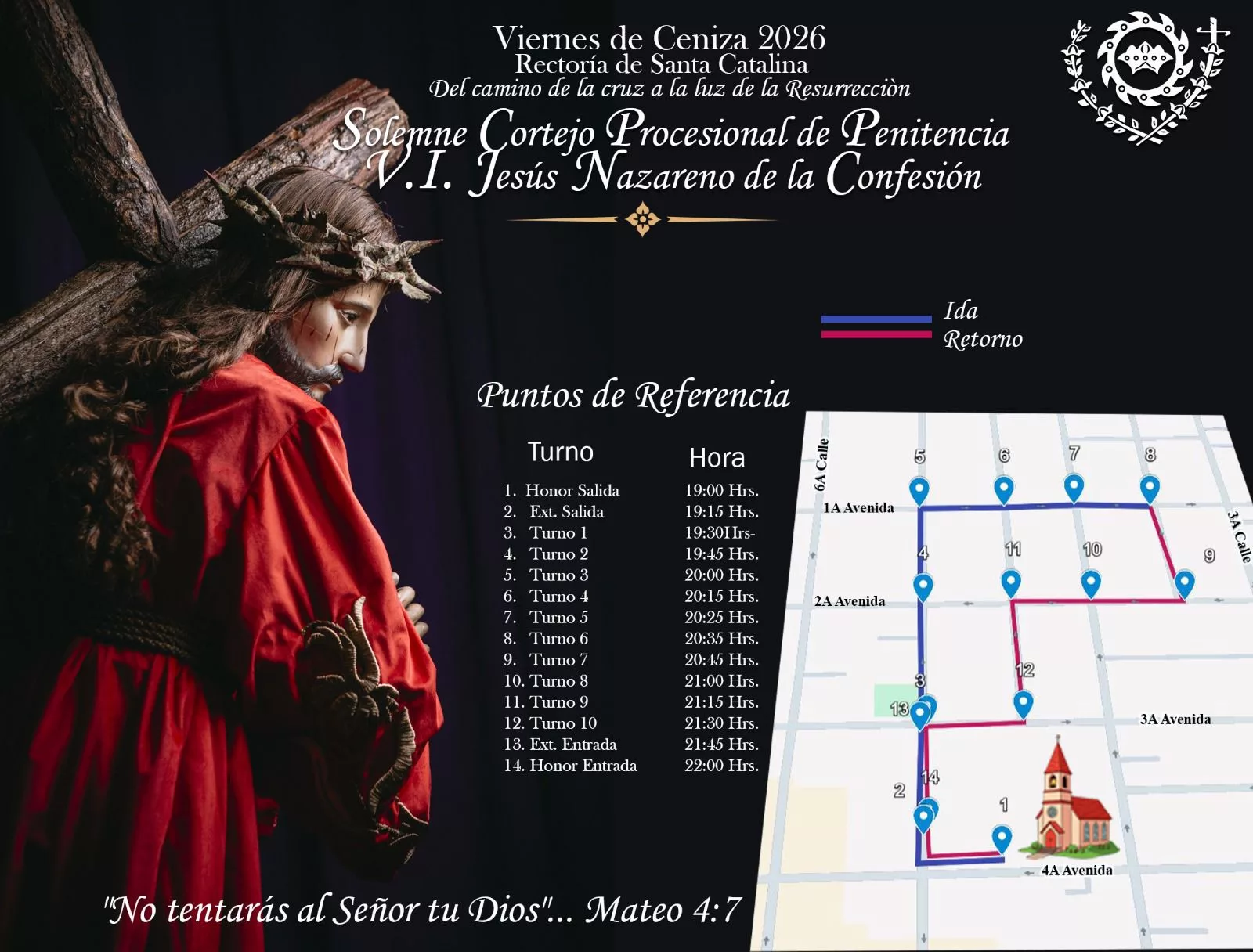 Recorrido viacrucis de Santa Catalina 2026
