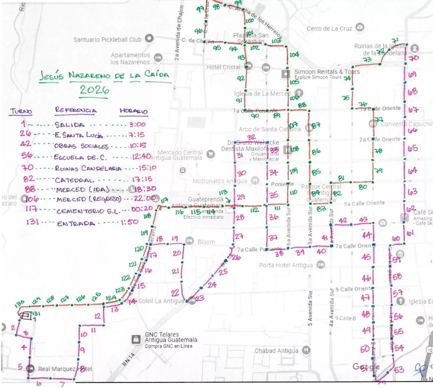 Recorrido de Jesús de la Caída por tanda de exacta