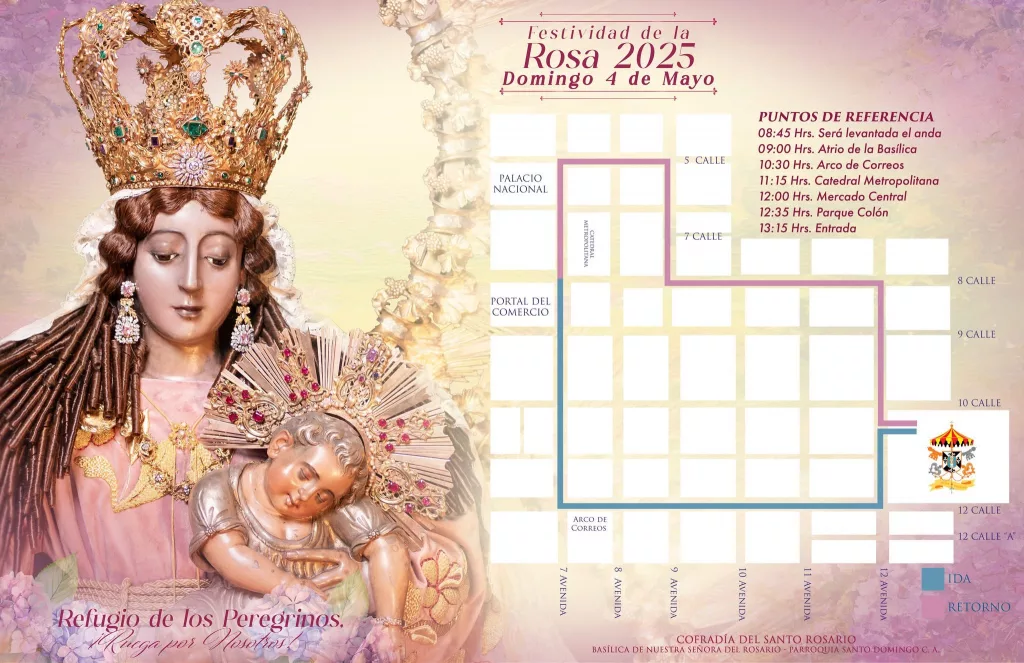 Recorrido: procesión de la Virgen del Rosario 2025 festividad de la Rosa