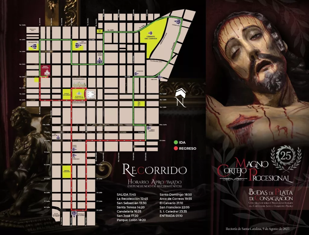 Recorrido de la procesión del Señor Sepultado de Santa Catalina