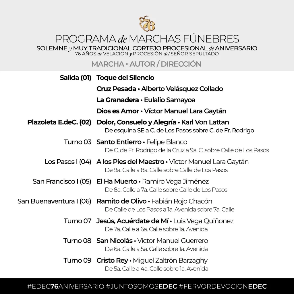 Recorrido de la Escuela de Cristo 2025: procesión del 2 de noviembre