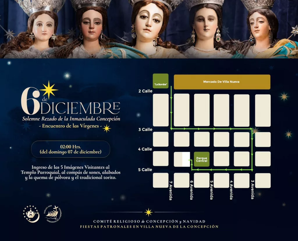 Recorridos procesionales de la Inmaculada Concepción en Villa Nueva