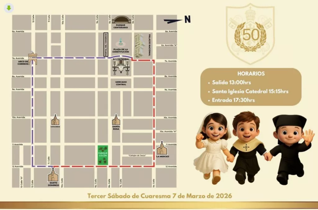 Recorrido de la procesión infantil extraordinaria de Santo Domingo