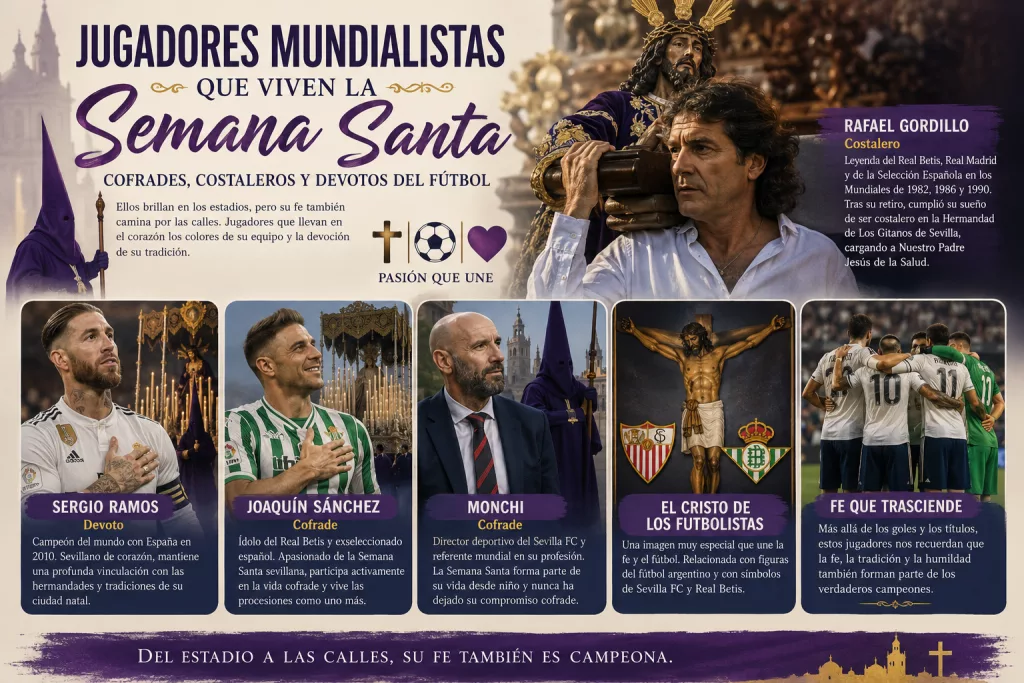 Jugadores mundialistas cargadores de semana santa