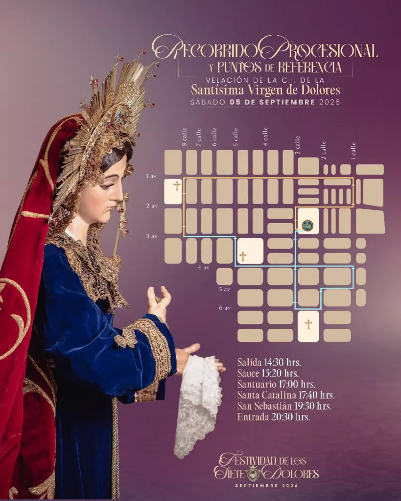 Recorrido de la Virgen de Dolores de la Recolección en septiembre 2026